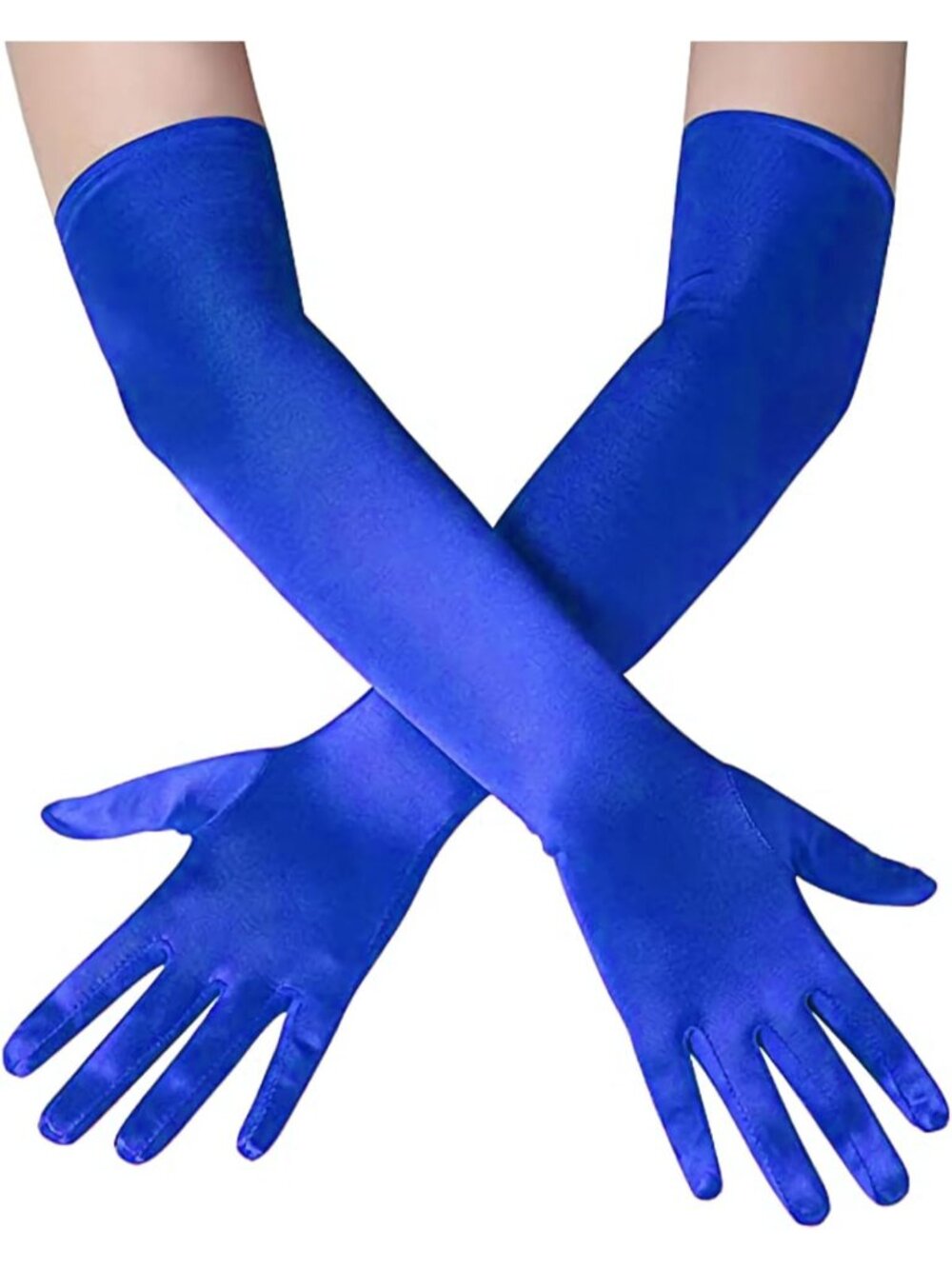 Women's Blue 1920s Elbow Length Satin Wedding Cosplay Flapper Opera Gloves
